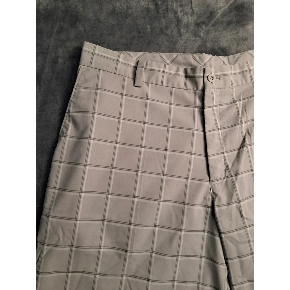 Nike Golf Dri-FIT Mens Grey Plaid Flat Front Performance Shorts‎ Size 36